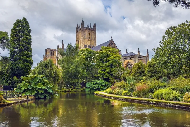 Wells Cathedral across the water